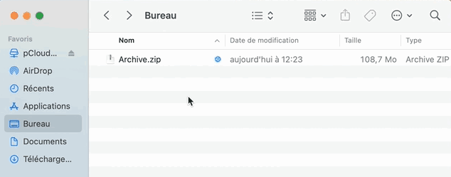 Démonstration de l'extraction d'une archive ZIP sur Mac Os X.